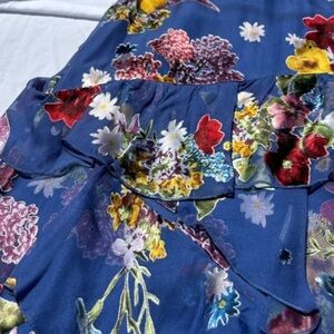 NWOT Alice & Olivia Floral Asymmetrical Blue Skirt